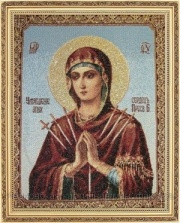 Гобеленовая икона с люрексом " Умиление злых сердец" Гобеленовая икона с люрексом " Умиление злых сердец"